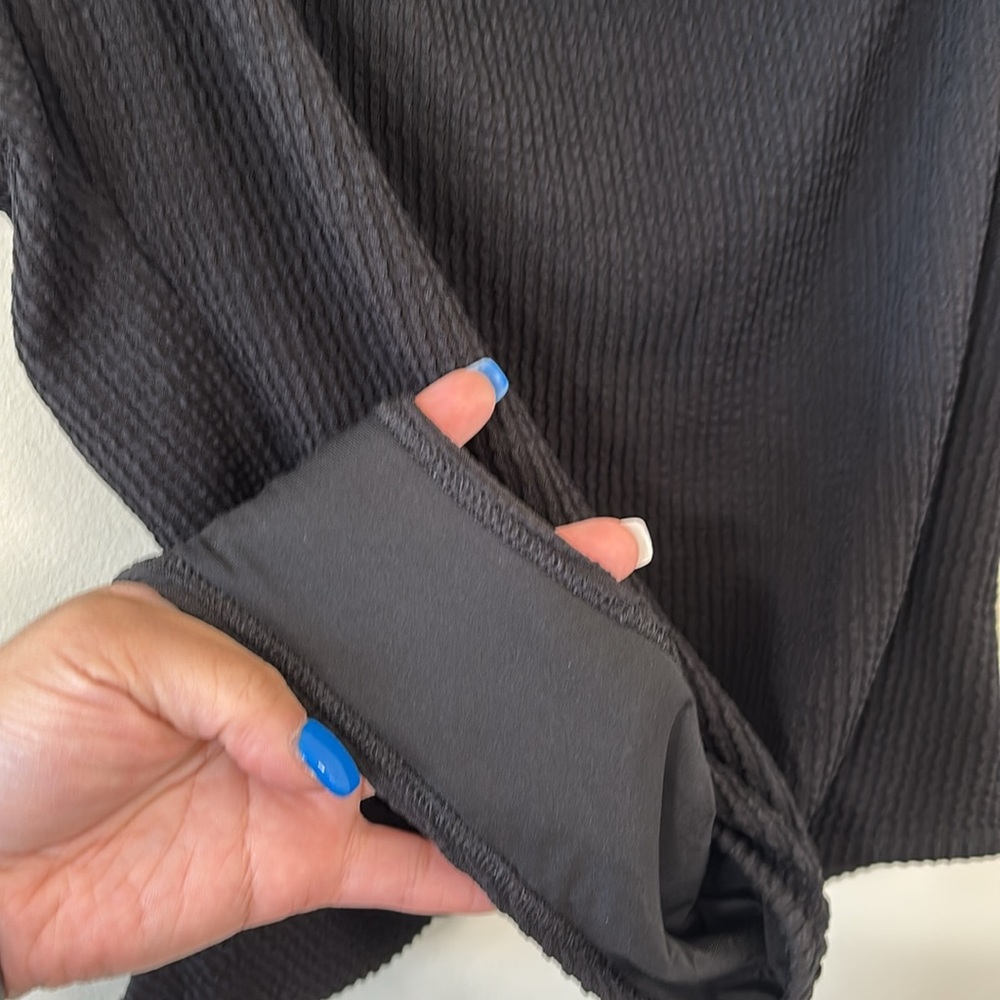 Aerie Crinkle Scoop Full Coverage One Piece Black Bathing Suit Size XL - Picture 6 of 12